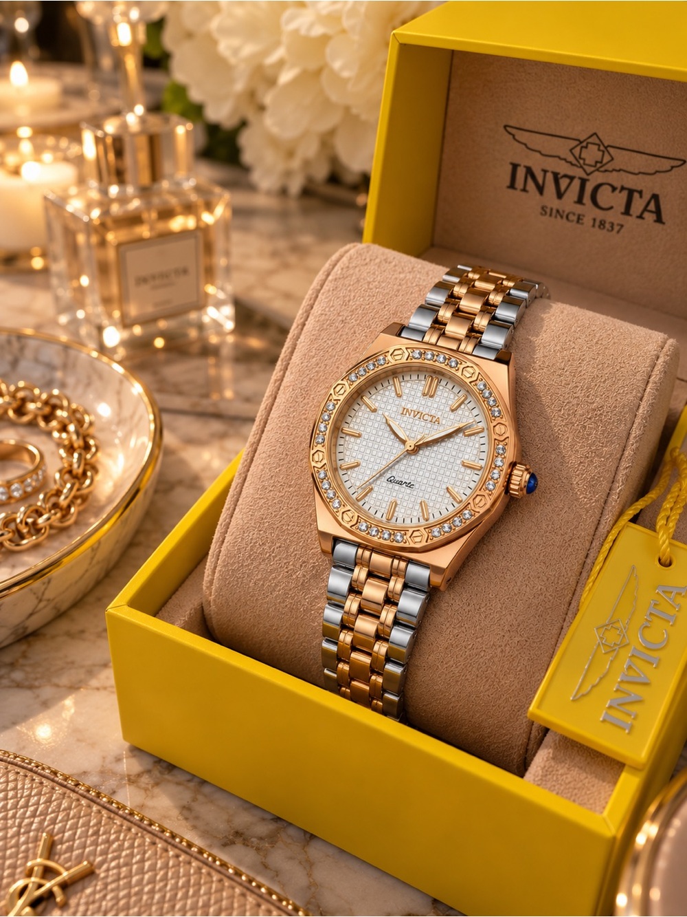 Invicta Wildflower 69366 Two-Tone Crystal Watch 33mm NWT